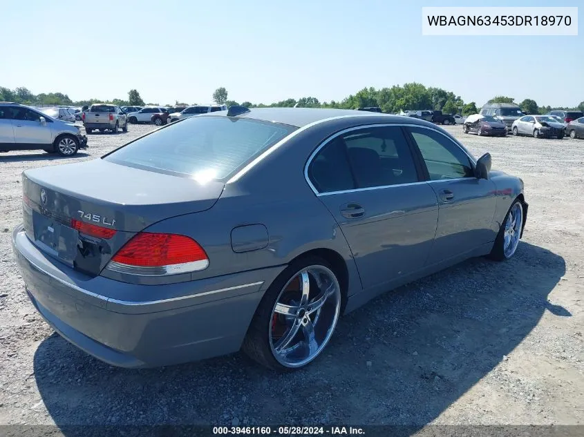 2003 BMW 745Li VIN: WBAGN63453DR18970 Lot: 39461160