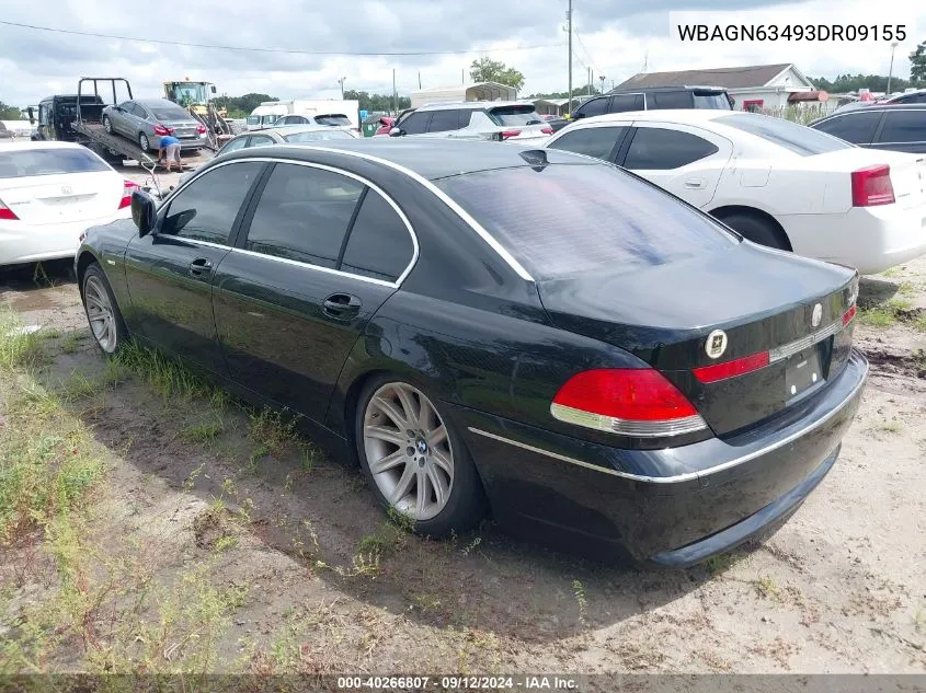 2003 BMW 745Li VIN: WBAGN63493DR09155 Lot: 40266807