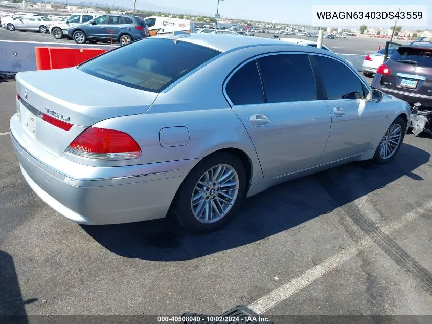 WBAGN63403DS43559 2003 BMW 745Li