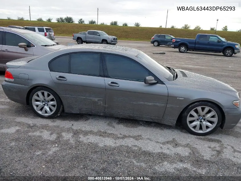 2003 BMW 745I I VIN: WBAGL63443DP65293 Lot: 40513945