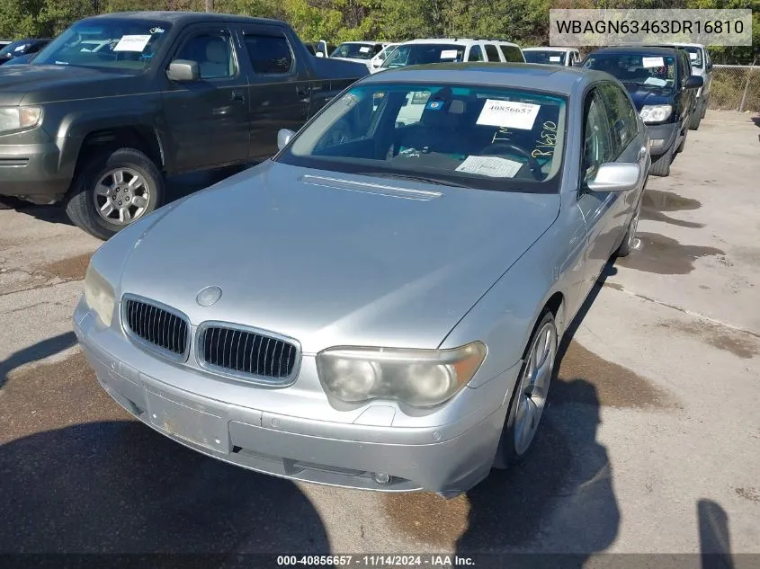 2003 BMW 745Li VIN: WBAGN63463DR16810 Lot: 40856657