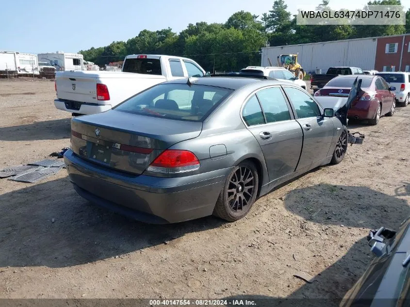 2004 BMW 745 I VIN: WBAGL63474DP71476 Lot: 40147554