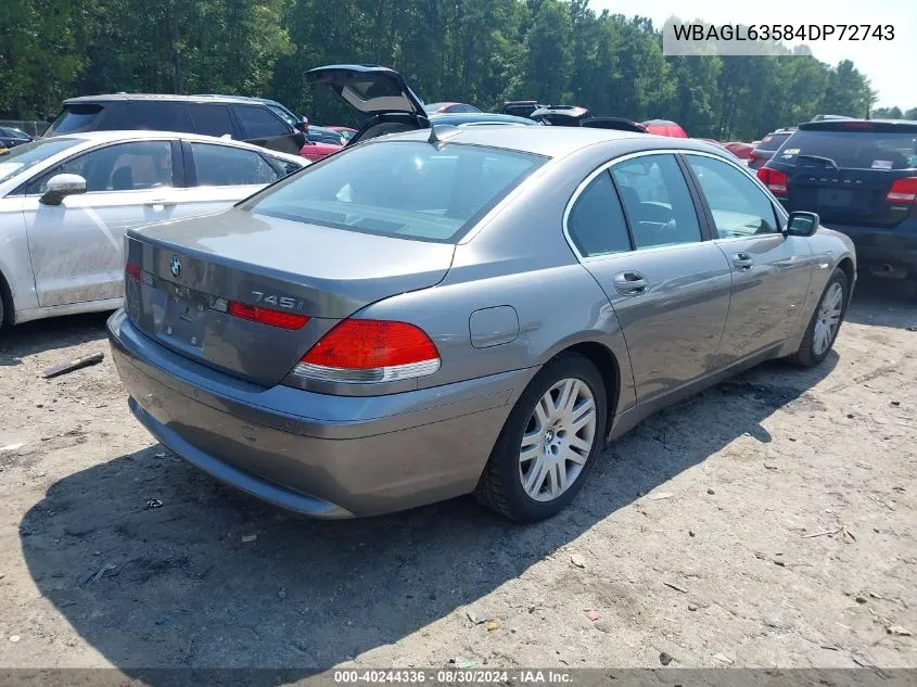 WBAGL63584DP72743 2004 BMW 745I