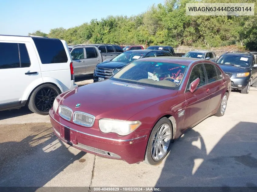 2004 BMW 745Li VIN: WBAGN63444DS50144 Lot: 40498829