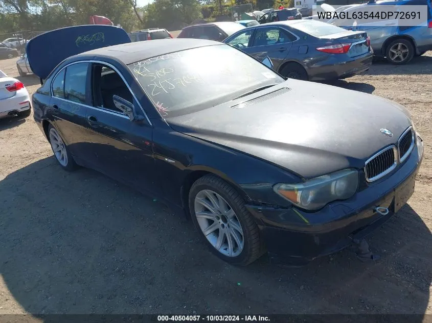 2004 BMW 745I VIN: WBAGL63544DP72691 Lot: 40504057