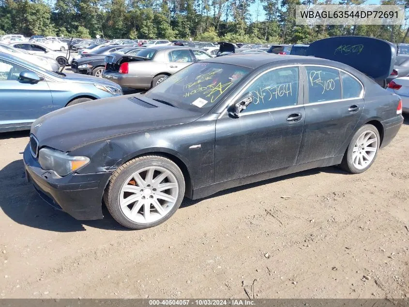 2004 BMW 745I VIN: WBAGL63544DP72691 Lot: 40504057