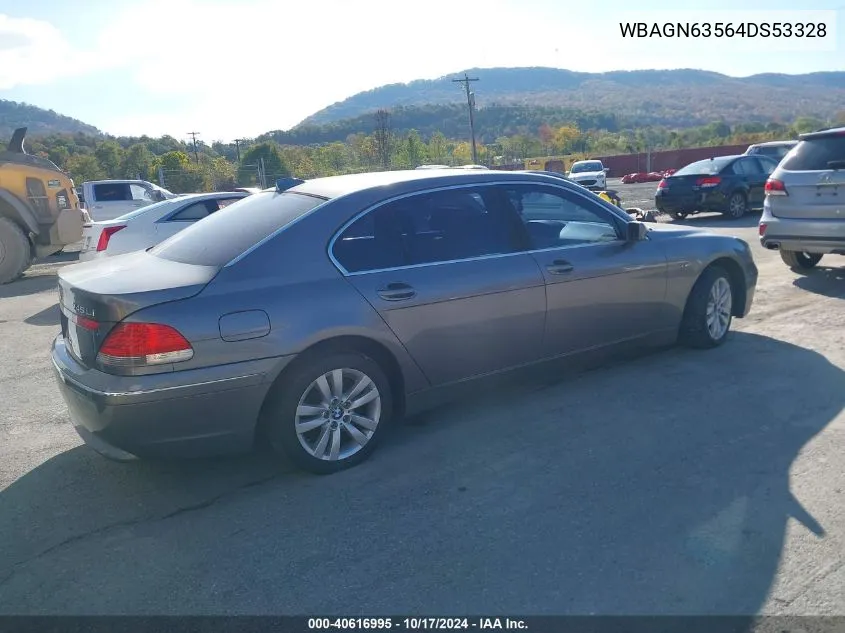 2004 BMW 745 Li VIN: WBAGN63564DS53328 Lot: 40616995