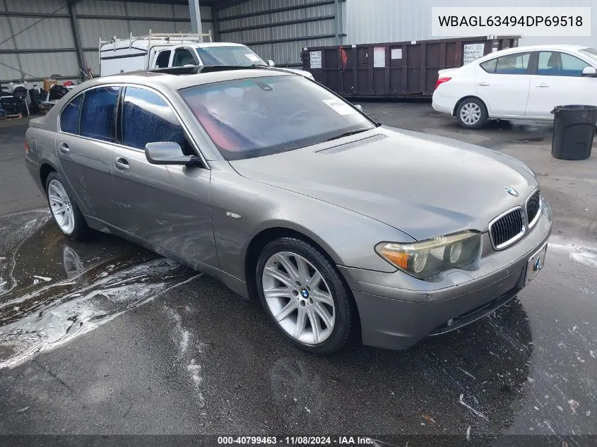 2004 BMW 745I VIN: WBAGL63494DP69518 Lot: 40799463