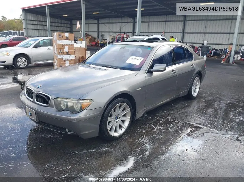 2004 BMW 745I VIN: WBAGL63494DP69518 Lot: 40799463