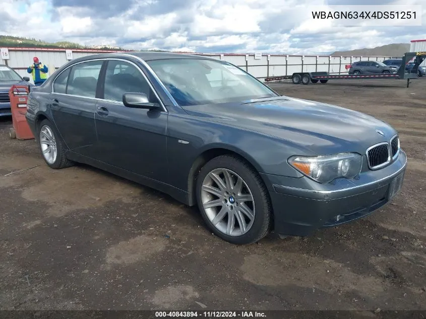 2004 BMW 745Li VIN: WBAGN634X4DS51251 Lot: 40843894