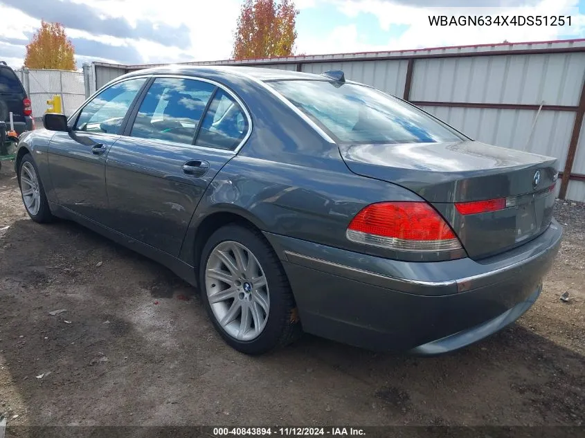 2004 BMW 745Li VIN: WBAGN634X4DS51251 Lot: 40843894