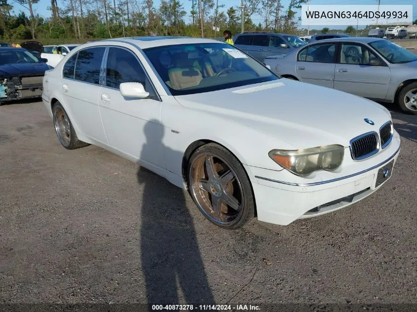 2004 BMW 745Li VIN: WBAGN63464DS49934 Lot: 40873278