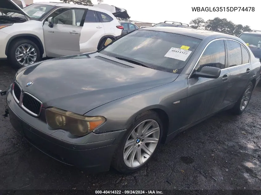 WBAGL63515DP74478 2005 BMW 745 I