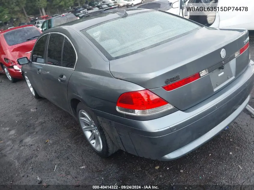 WBAGL63515DP74478 2005 BMW 745 I