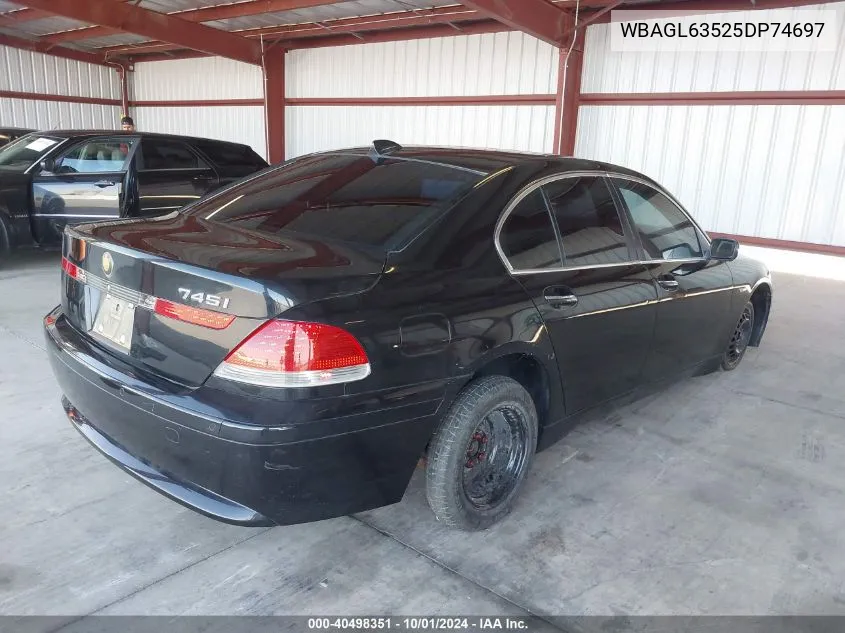 WBAGL63525DP74697 2005 BMW 745I