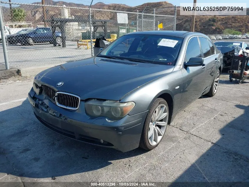 2005 BMW 745I VIN: WBAGL63525DP75994 Lot: 40513295