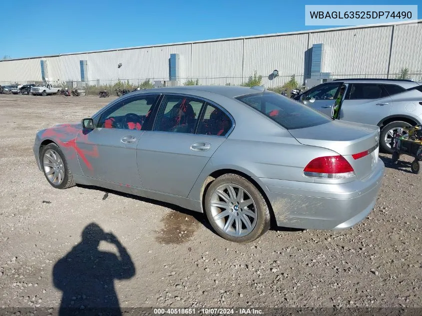 WBAGL63525DP74490 2005 BMW 745I