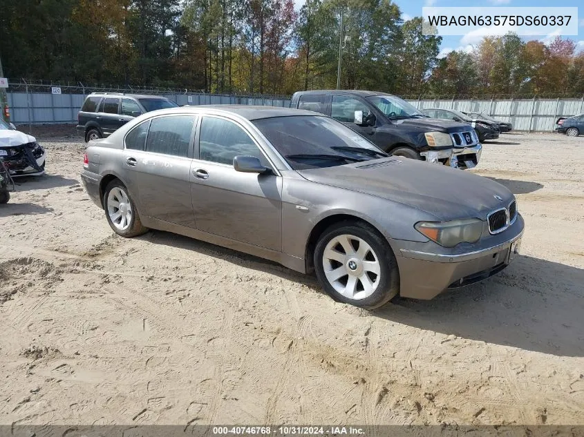 2005 BMW 745Li VIN: WBAGN63575DS60337 Lot: 40746768