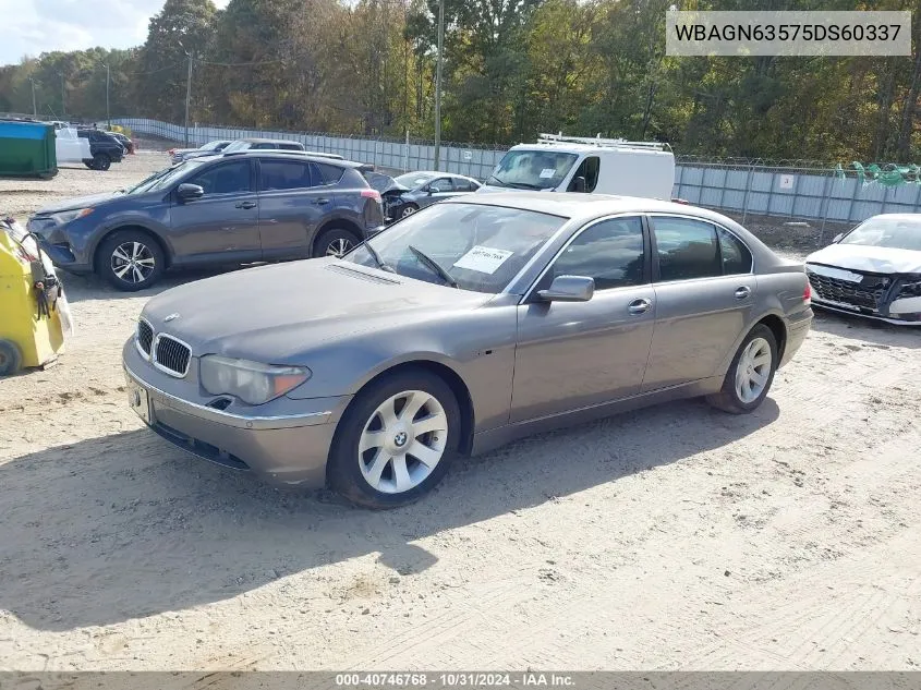 2005 BMW 745Li VIN: WBAGN63575DS60337 Lot: 40746768