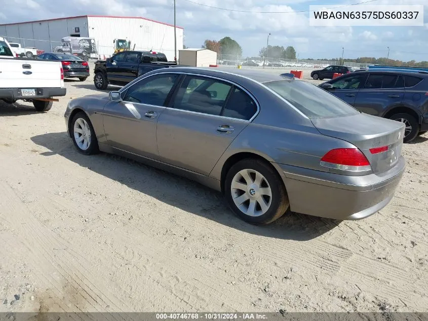 2005 BMW 745Li VIN: WBAGN63575DS60337 Lot: 40746768