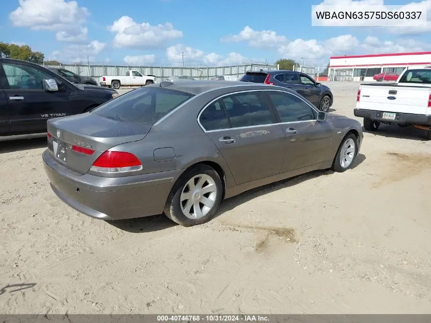 2005 BMW 745Li VIN: WBAGN63575DS60337 Lot: 40746768