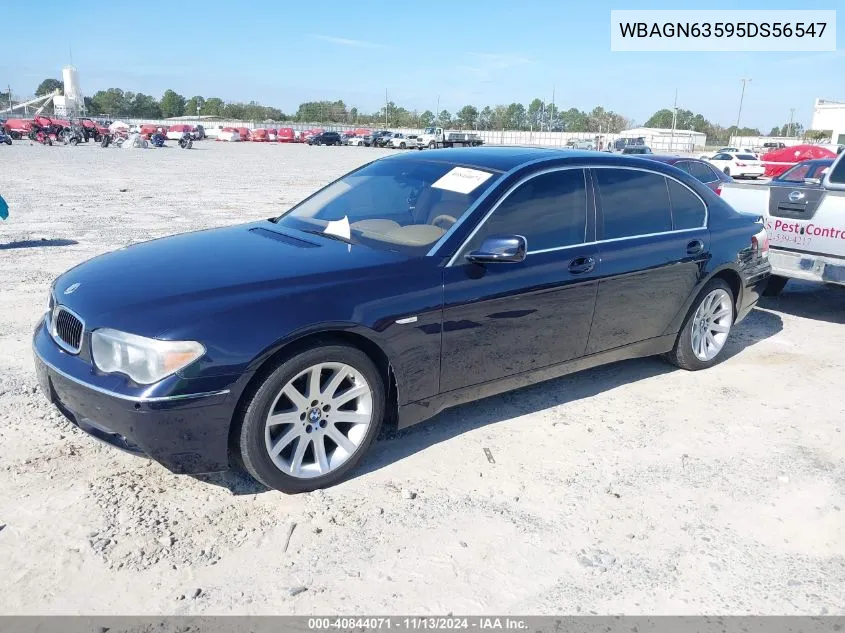 2005 BMW 745Li VIN: WBAGN63595DS56547 Lot: 40844071