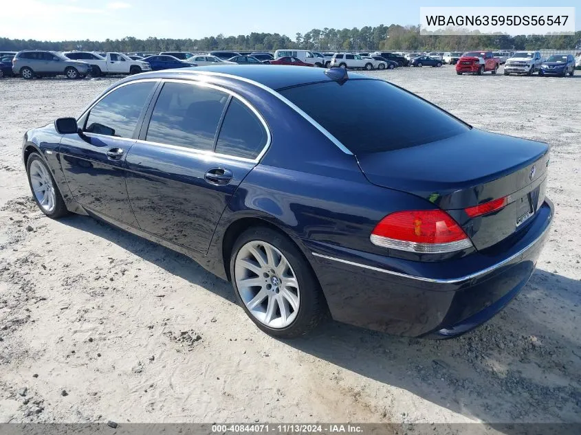 2005 BMW 745Li VIN: WBAGN63595DS56547 Lot: 40844071