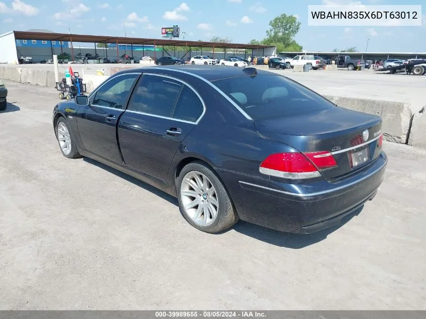 2006 BMW 750Li VIN: WBAHN835X6DT63012 Lot: 39989655