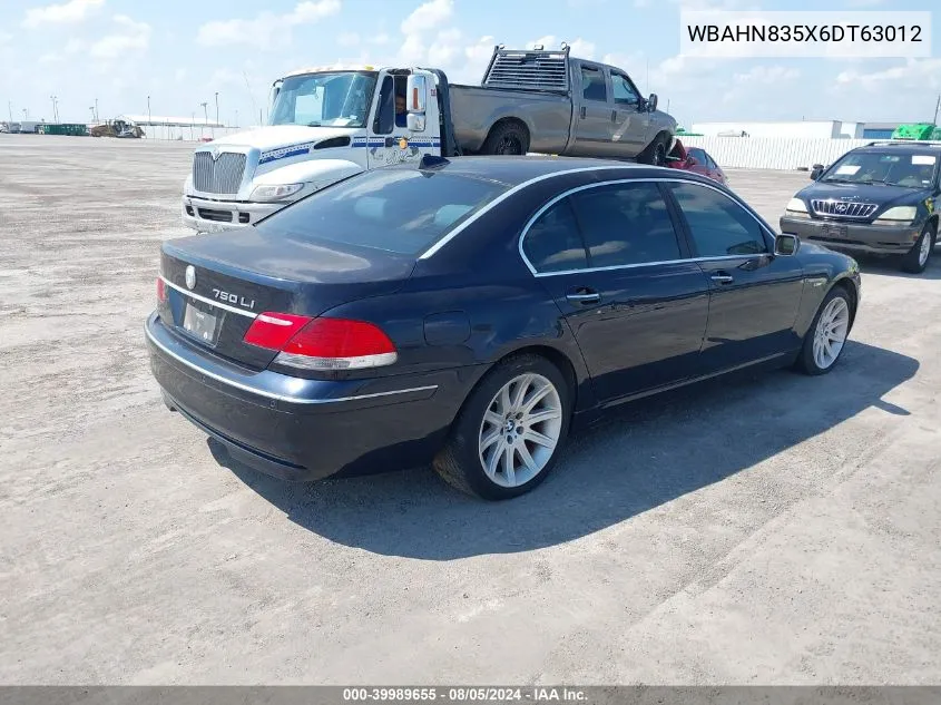 2006 BMW 750Li VIN: WBAHN835X6DT63012 Lot: 39989655