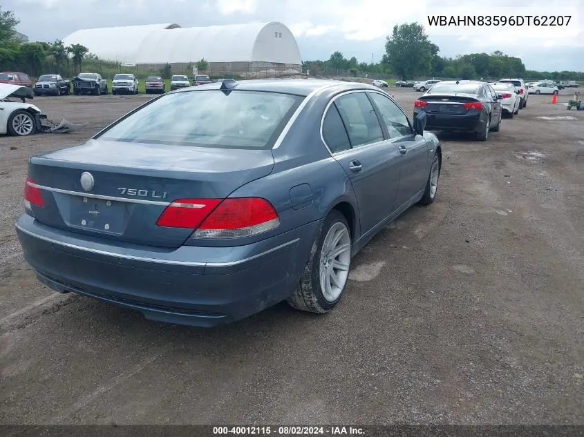 2006 BMW 750Li VIN: WBAHN83596DT62207 Lot: 40012115