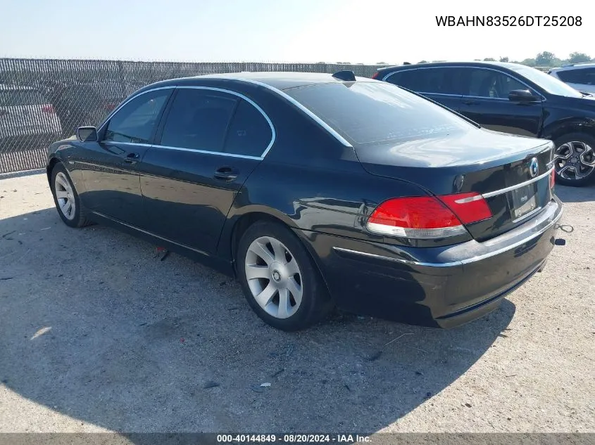 2006 BMW 750Li VIN: WBAHN83526DT25208 Lot: 40144849