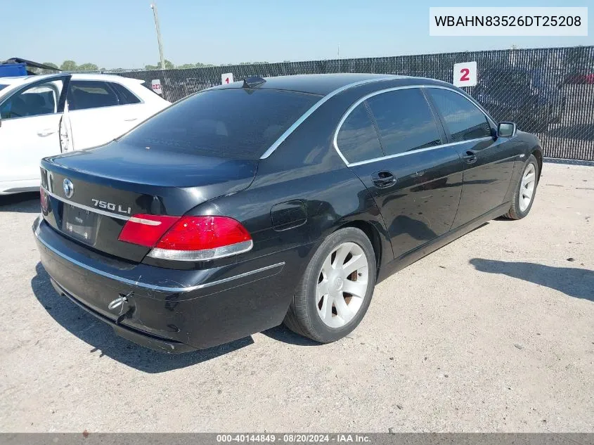 2006 BMW 750Li VIN: WBAHN83526DT25208 Lot: 40144849