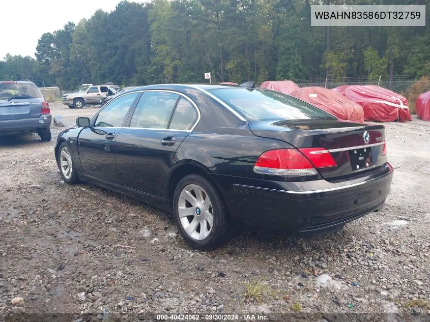 2006 BMW 750Li VIN: WBAHN83586DT32759 Lot: 40424062