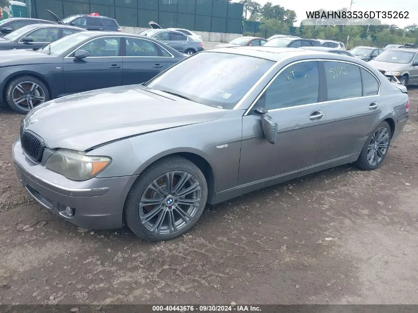 2006 BMW 750Li VIN: WBAHN83536DT35262 Lot: 40443676