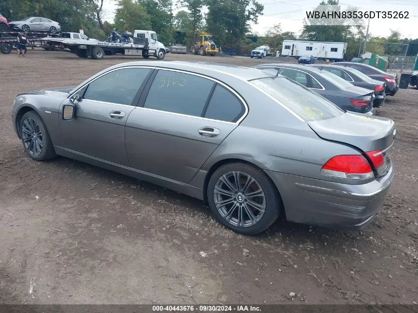 2006 BMW 750Li VIN: WBAHN83536DT35262 Lot: 40443676