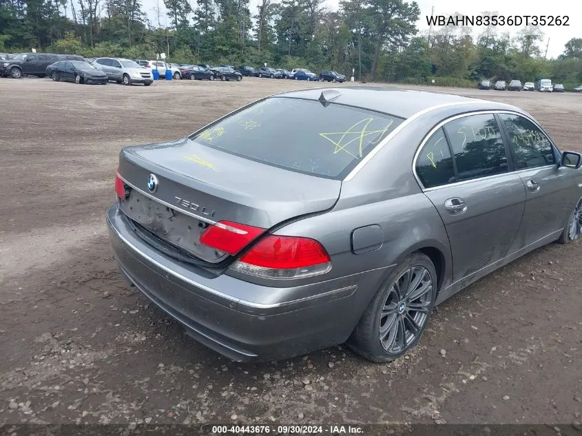 2006 BMW 750Li VIN: WBAHN83536DT35262 Lot: 40443676