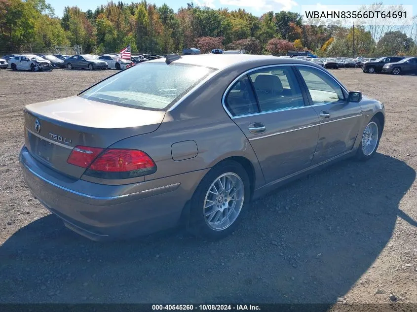 2006 BMW 750Li VIN: WBAHN83566DT64691 Lot: 40545260