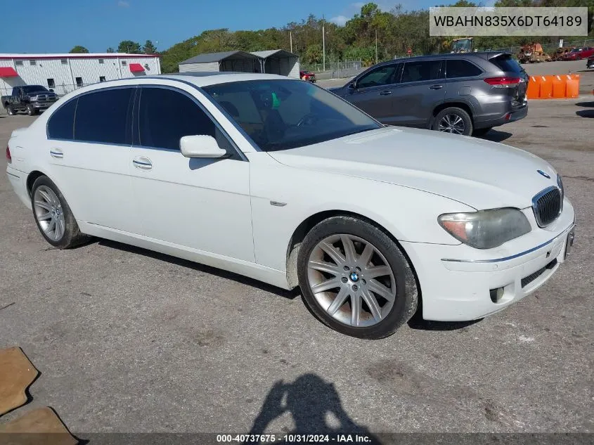 2006 BMW 750Li VIN: WBAHN835X6DT64189 Lot: 40737675