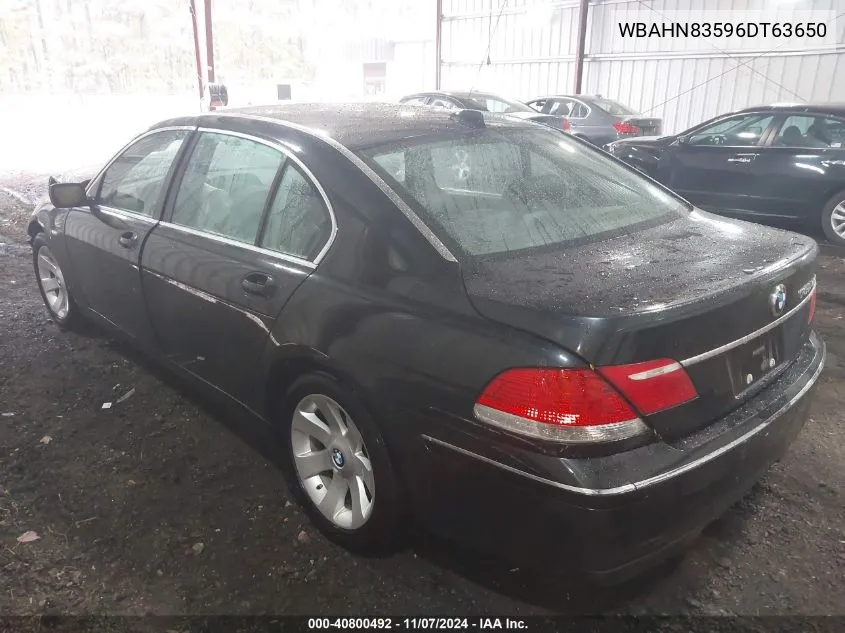 2006 BMW 750Li VIN: WBAHN83596DT63650 Lot: 40800492