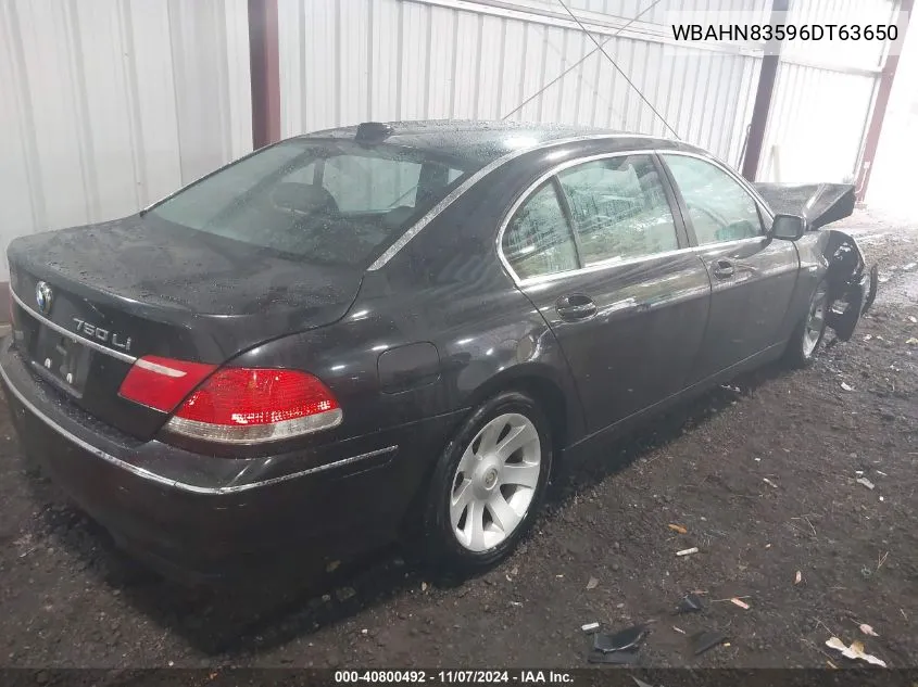 2006 BMW 750Li VIN: WBAHN83596DT63650 Lot: 40800492