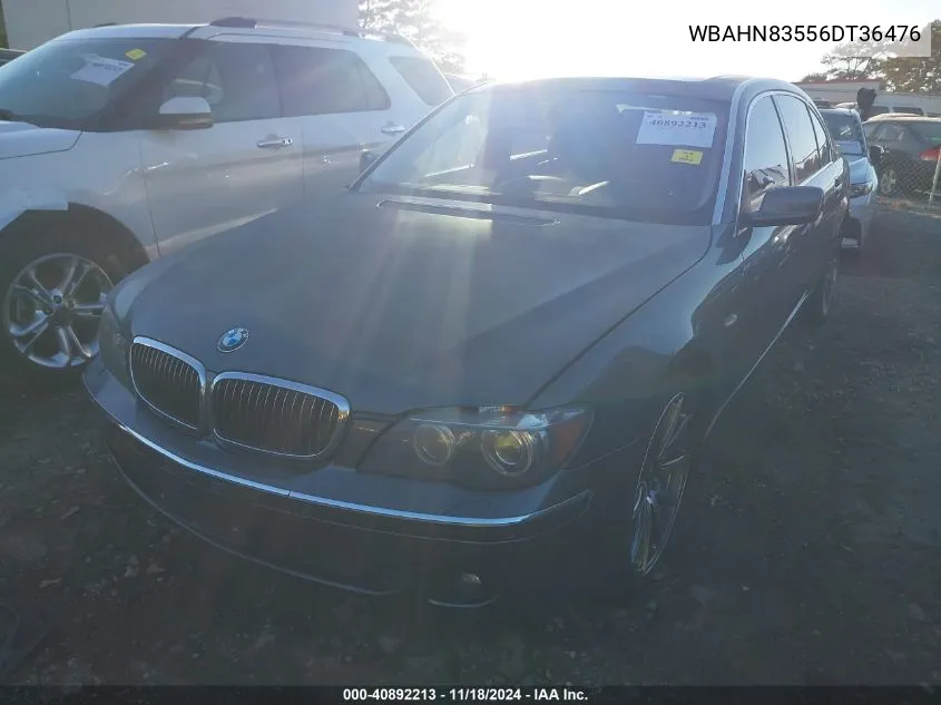 2006 BMW 750Li VIN: WBAHN83556DT36476 Lot: 40892213