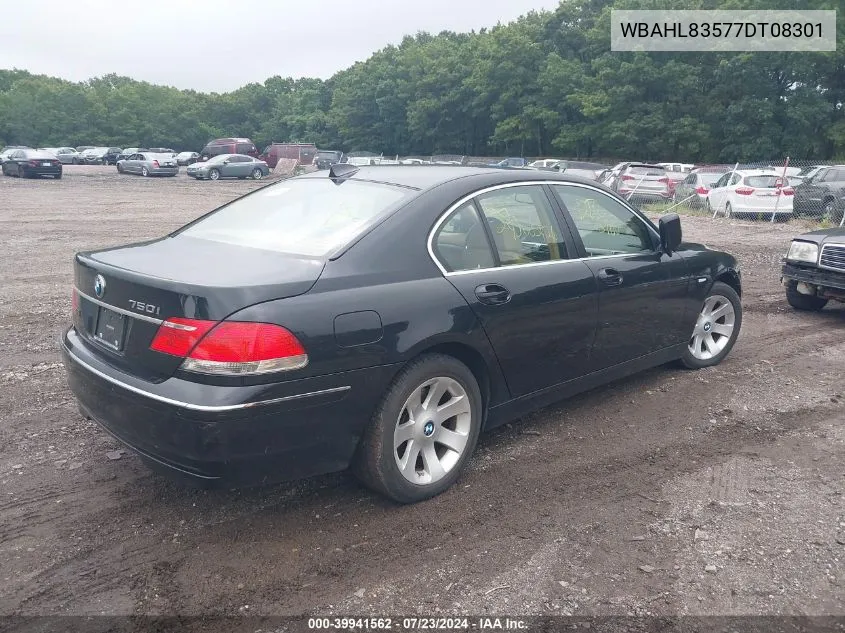 2007 BMW 750I VIN: WBAHL83577DT08301 Lot: 39941562