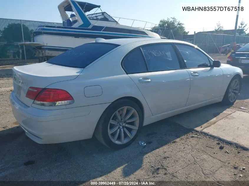 2007 BMW 750Li VIN: WBAHN83557DT67518 Lot: 39952449