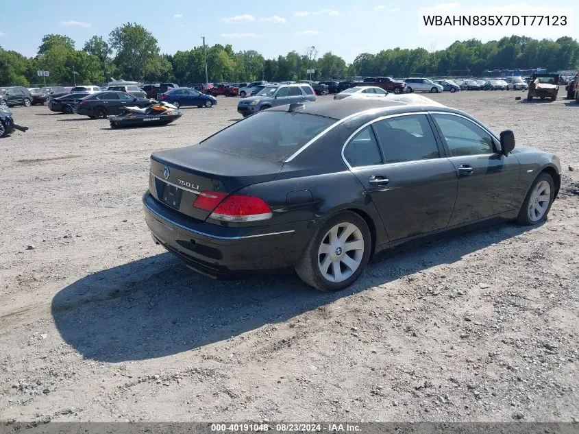 2007 BMW 750Li VIN: WBAHN835X7DT77123 Lot: 40191048