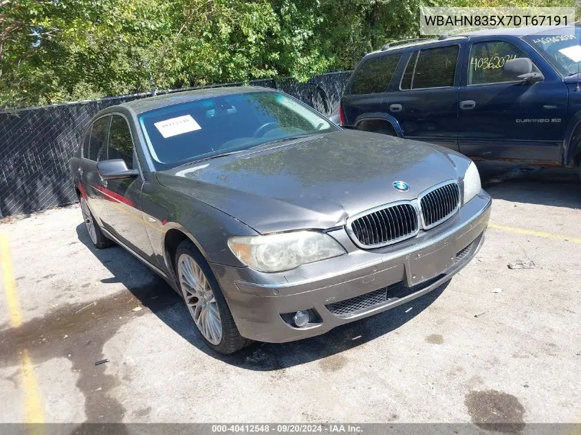 2007 BMW 750Li VIN: WBAHN835X7DT67191 Lot: 40412548