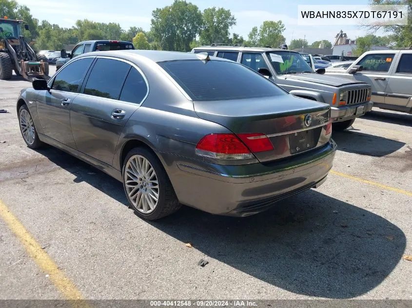 2007 BMW 750Li VIN: WBAHN835X7DT67191 Lot: 40412548