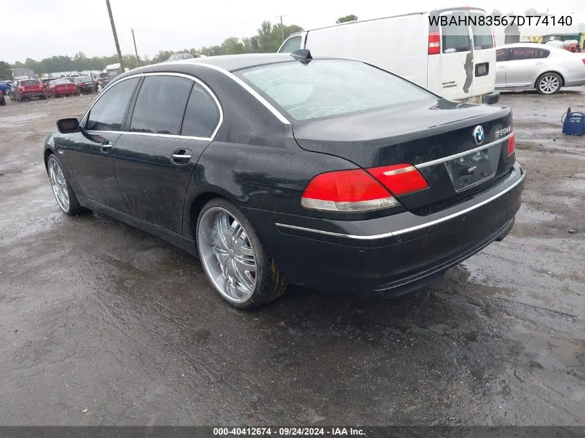 2007 BMW 750Li VIN: WBAHN83567DT74140 Lot: 40412674