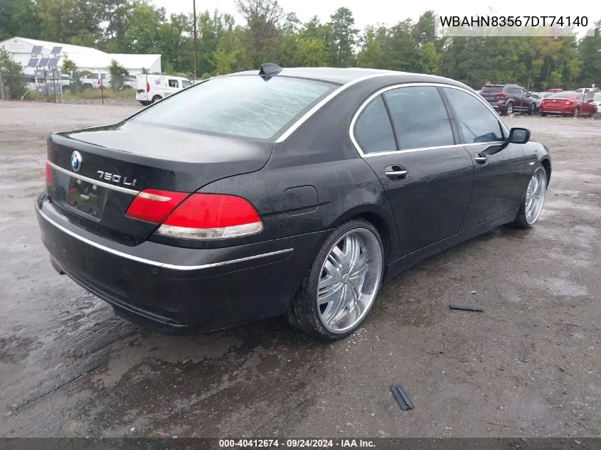 2007 BMW 750 VIN: WBAHN83567DT74140 Lot: 40412674