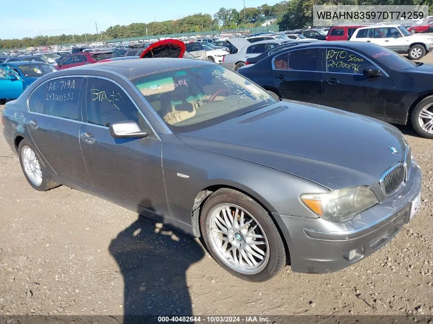 2007 BMW 750Li VIN: WBAHN83597DT74259 Lot: 40482644