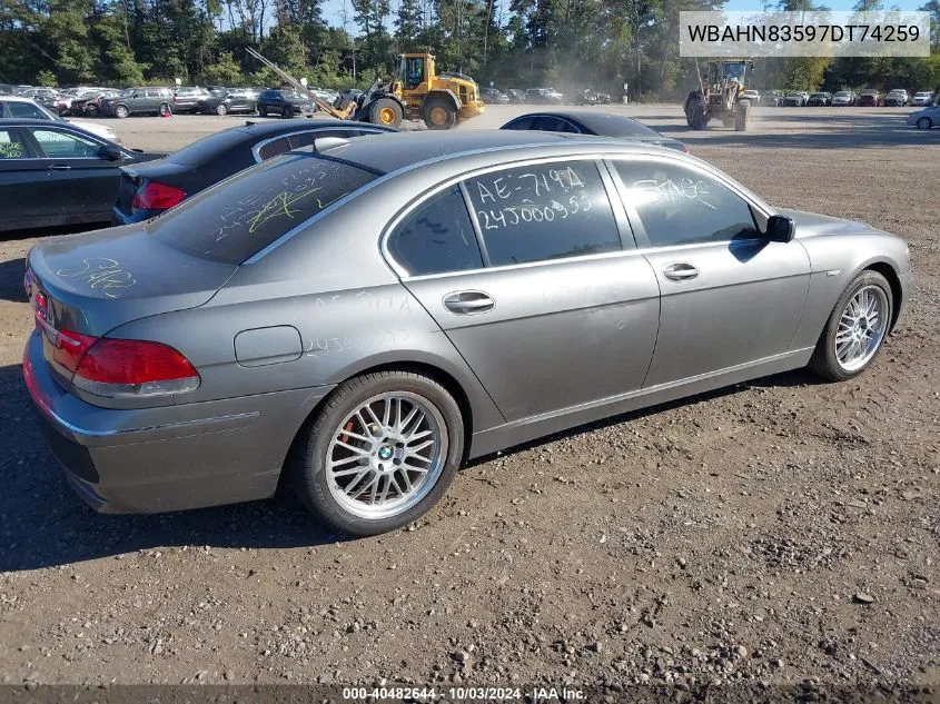 2007 BMW 750Li VIN: WBAHN83597DT74259 Lot: 40482644